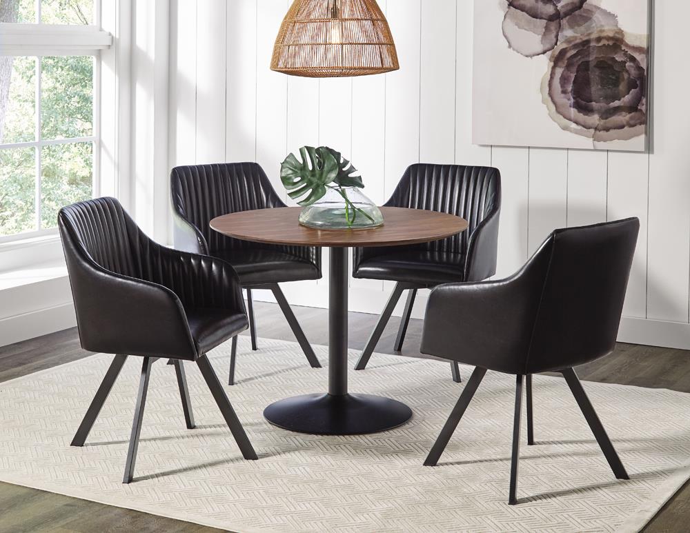 Tufted Sloped Arm Swivel Dining Chair Black/Gunmetal - 193372BLK - Luna Furniture - Dallas Store