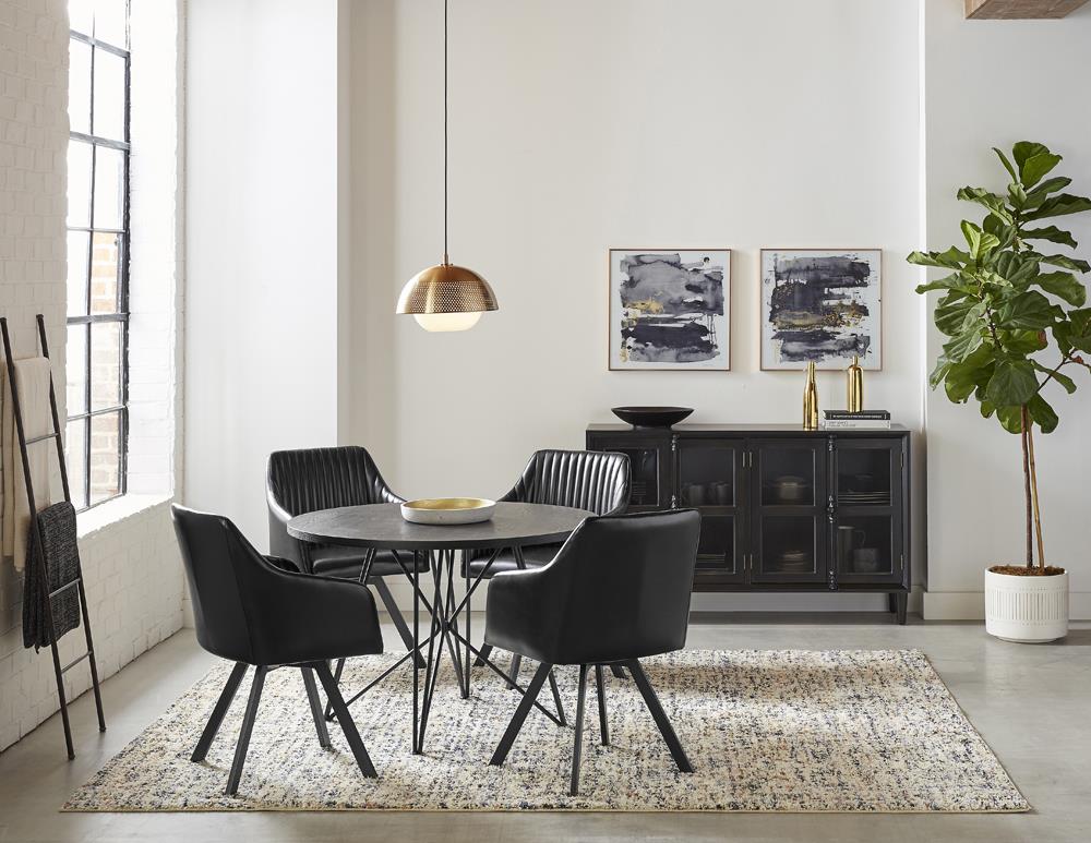 Tufted Sloped Arm Swivel Dining Chair Black/Gunmetal - 193372BLK - Luna Furniture - Dallas Store