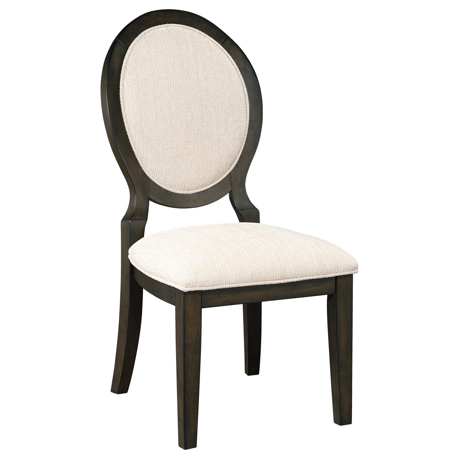 Twyla Upholstered Dining Chairs with Oval Back (Set of 2) Cream/Dark Cocoa - 115102 - Luna Furniture - Dallas Store