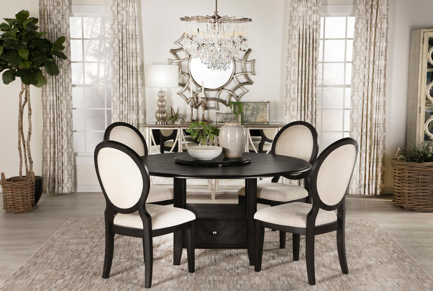 Twyla Upholstered Dining Chairs with Oval Back (Set of 2) Cream/Dark Cocoa - 115102 - Luna Furniture - Dallas Store