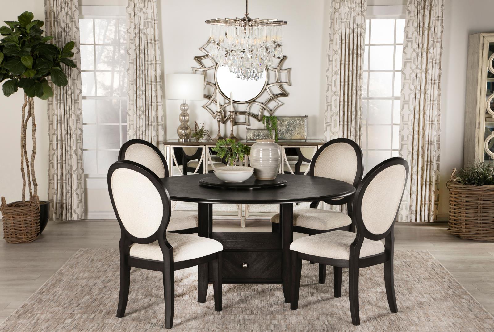 Twyla Upholstered Dining Chairs with Oval Back (Set of 2) Cream/Dark Cocoa - 115102 - Luna Furniture - Dallas Store