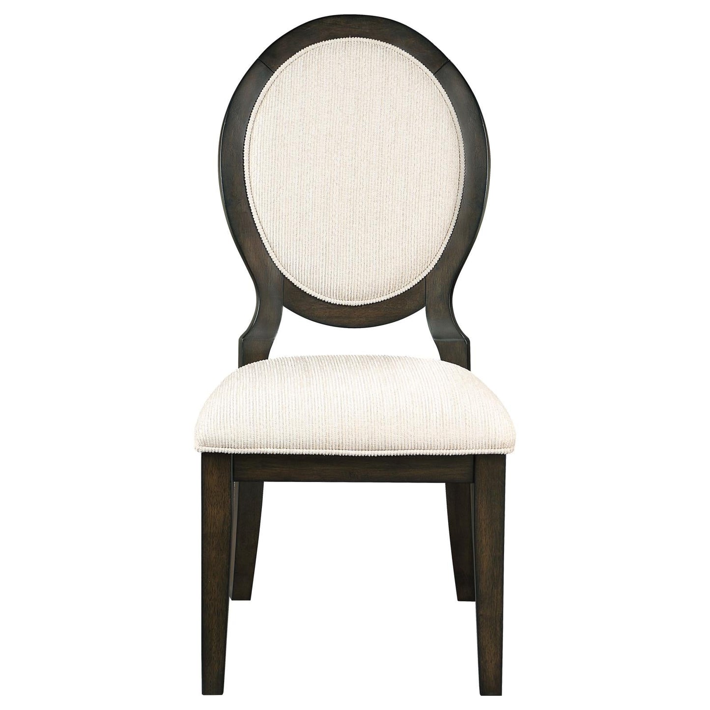 Twyla Upholstered Dining Chairs with Oval Back (Set of 2) Cream/Dark Cocoa - 115102 - Luna Furniture - Dallas Store