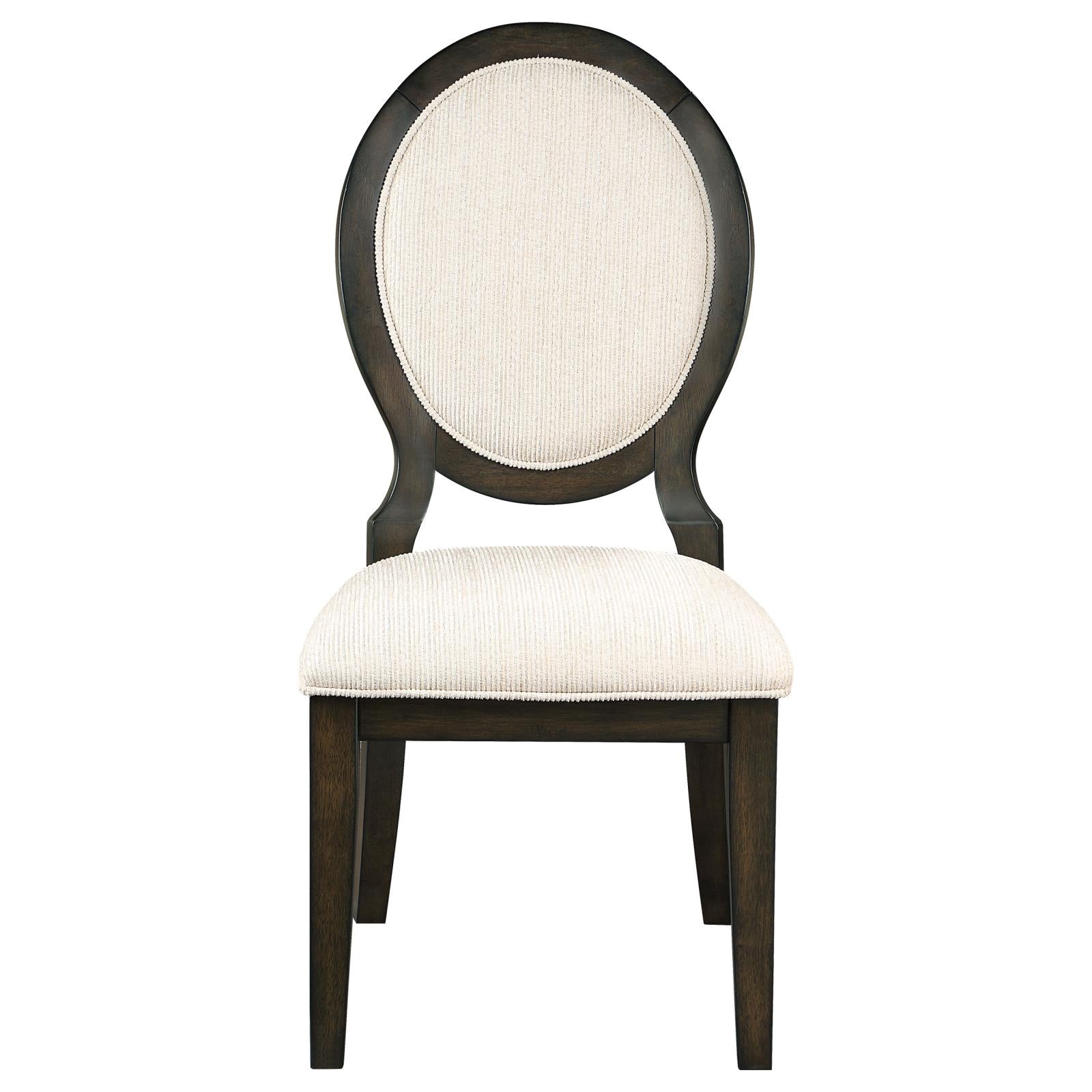 Twyla Upholstered Dining Chairs with Oval Back (Set of 2) Cream/Dark Cocoa - 115102 - Luna Furniture - Dallas Store