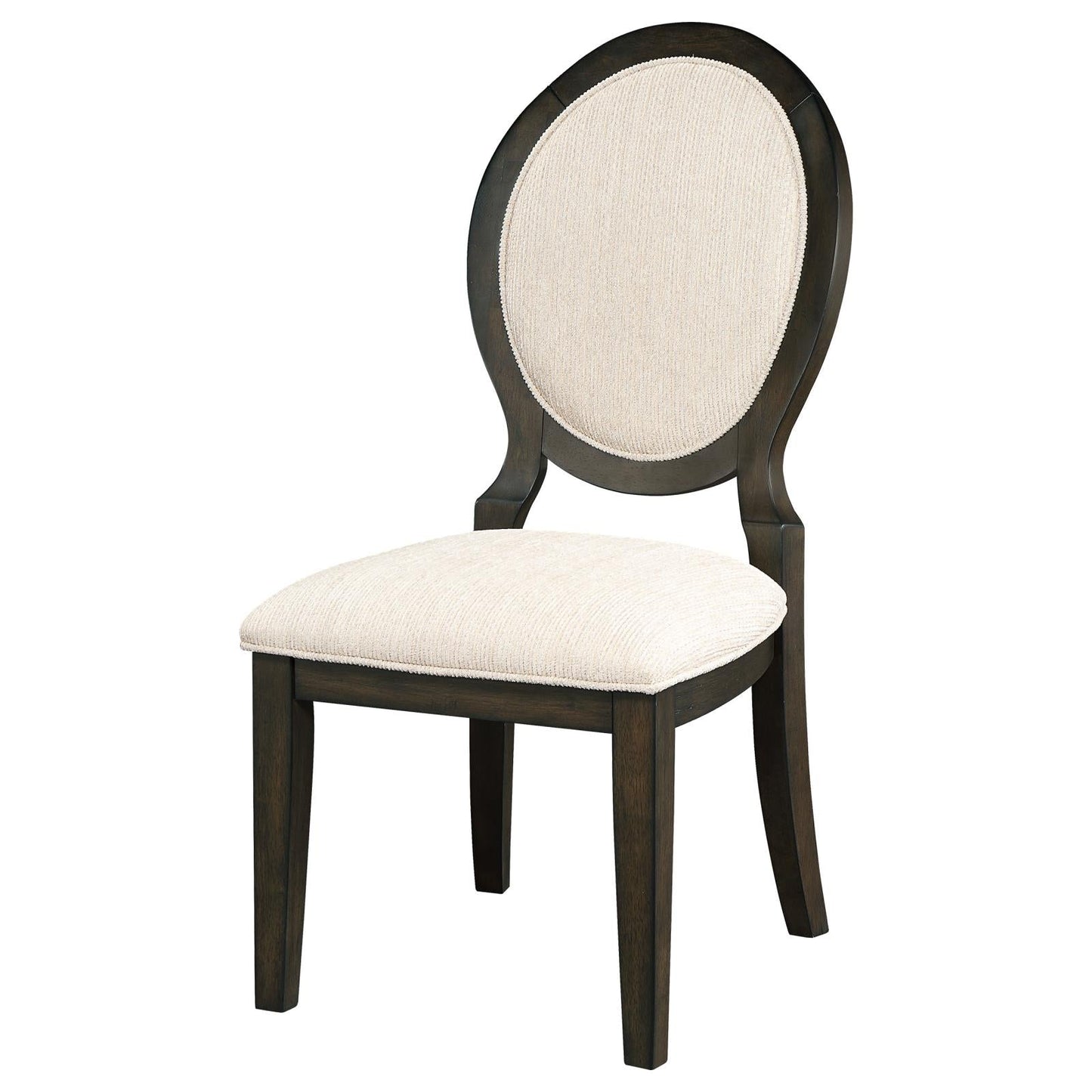 Twyla Upholstered Dining Chairs with Oval Back (Set of 2) Cream/Dark Cocoa - 115102 - Luna Furniture - Dallas Store
