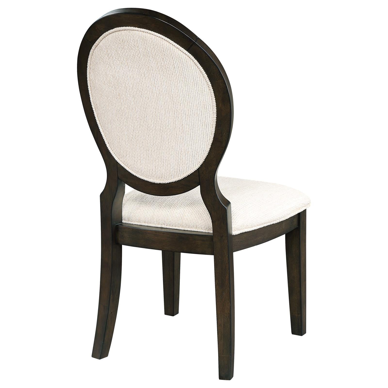Twyla Upholstered Dining Chairs with Oval Back (Set of 2) Cream/Dark Cocoa - 115102 - Luna Furniture - Dallas Store