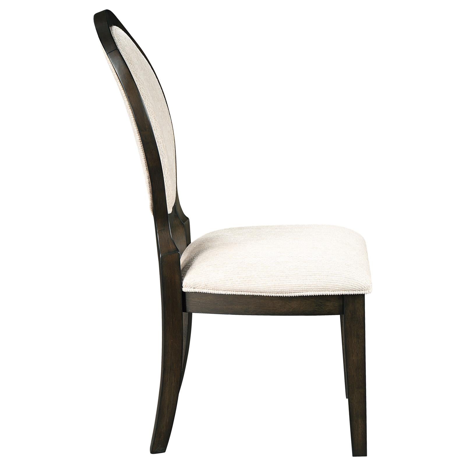 Twyla Upholstered Dining Chairs with Oval Back (Set of 2) Cream/Dark Cocoa - 115102 - Luna Furniture - Dallas Store
