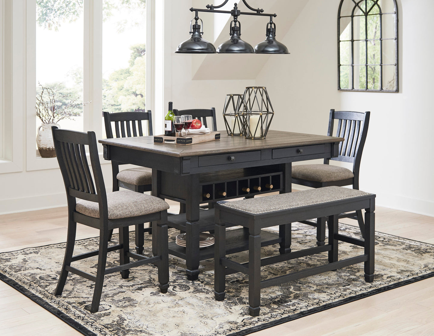 Tyler Creek Black/Grayish Brown Counter Height Set - SET | D736-32 | D736-124(2) - Luna Furniture - Dallas Store