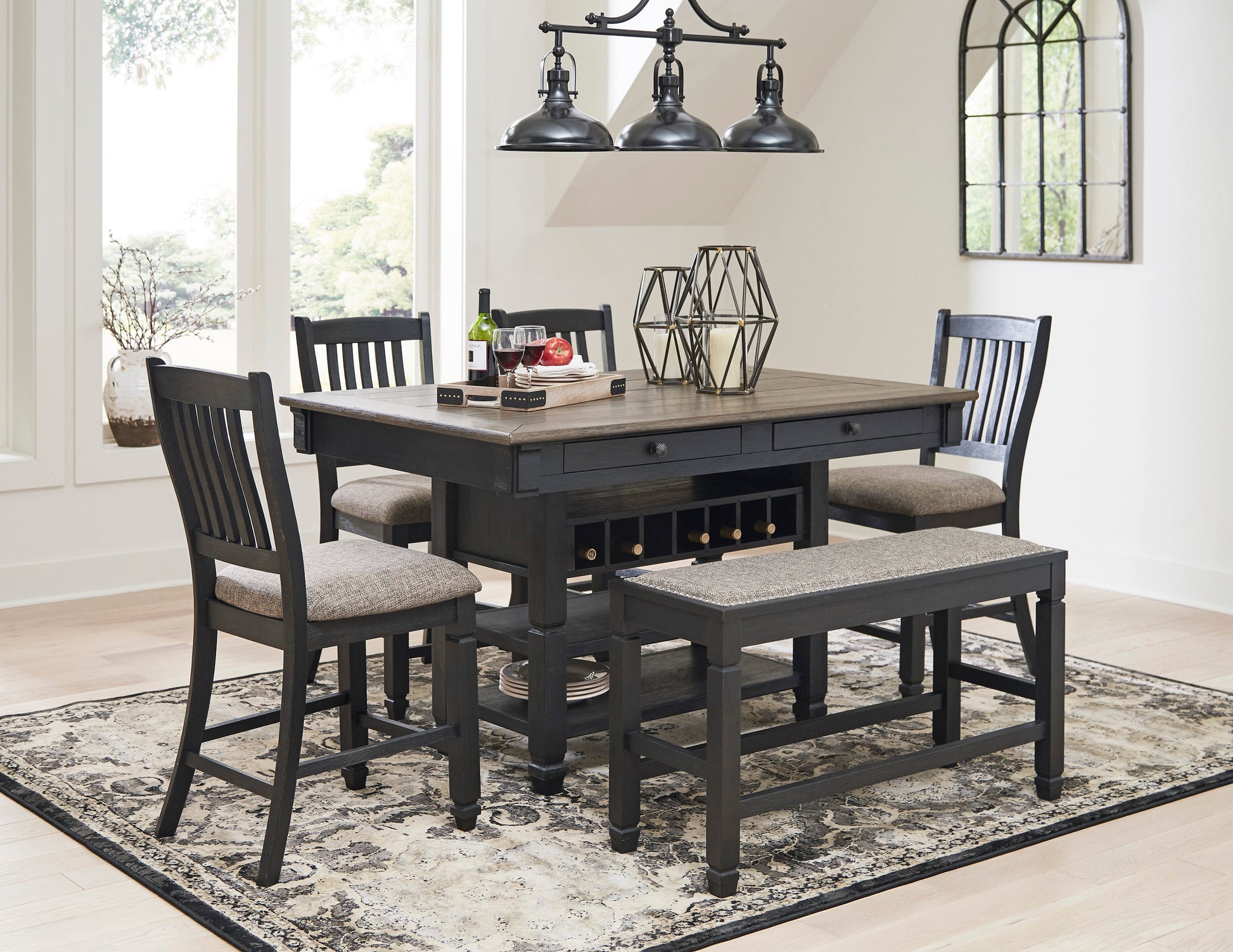 Tyler Creek Black/Grayish Brown Counter Height Set - SET | D736-32 | D736-124(2) - Luna Furniture - Dallas Store