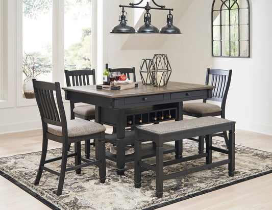 Tyler Creek Black/Grayish Brown Counter Height Set - SET | D736-32 | D736-124(2) - Luna Furniture - Dallas Store
