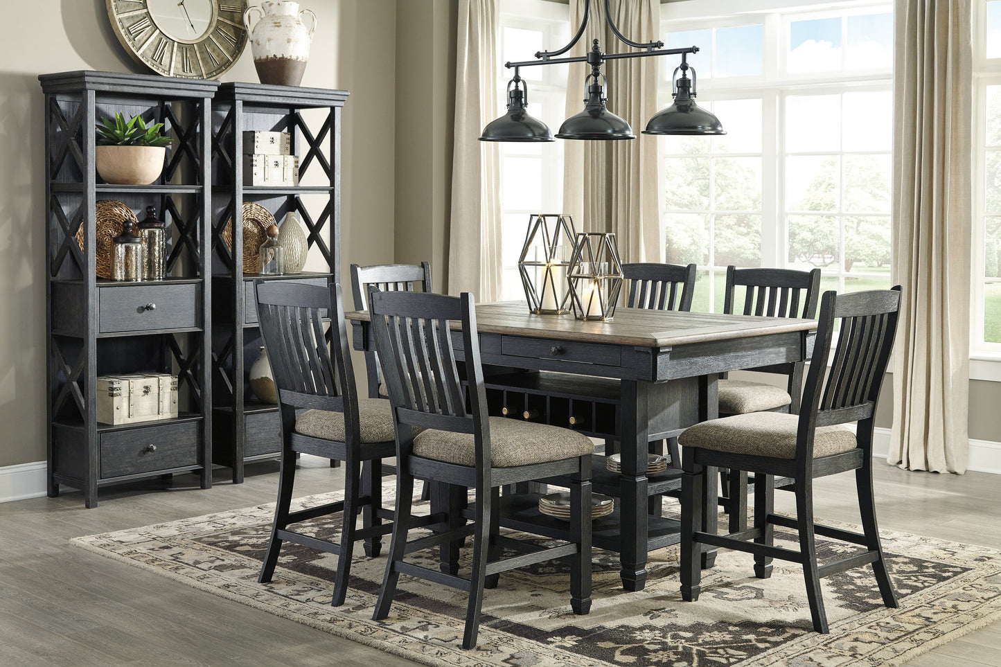 Tyler Creek Black/Grayish Brown Counter Height Set - SET | D736-32 | D736-124(2) - Luna Furniture - Dallas Store