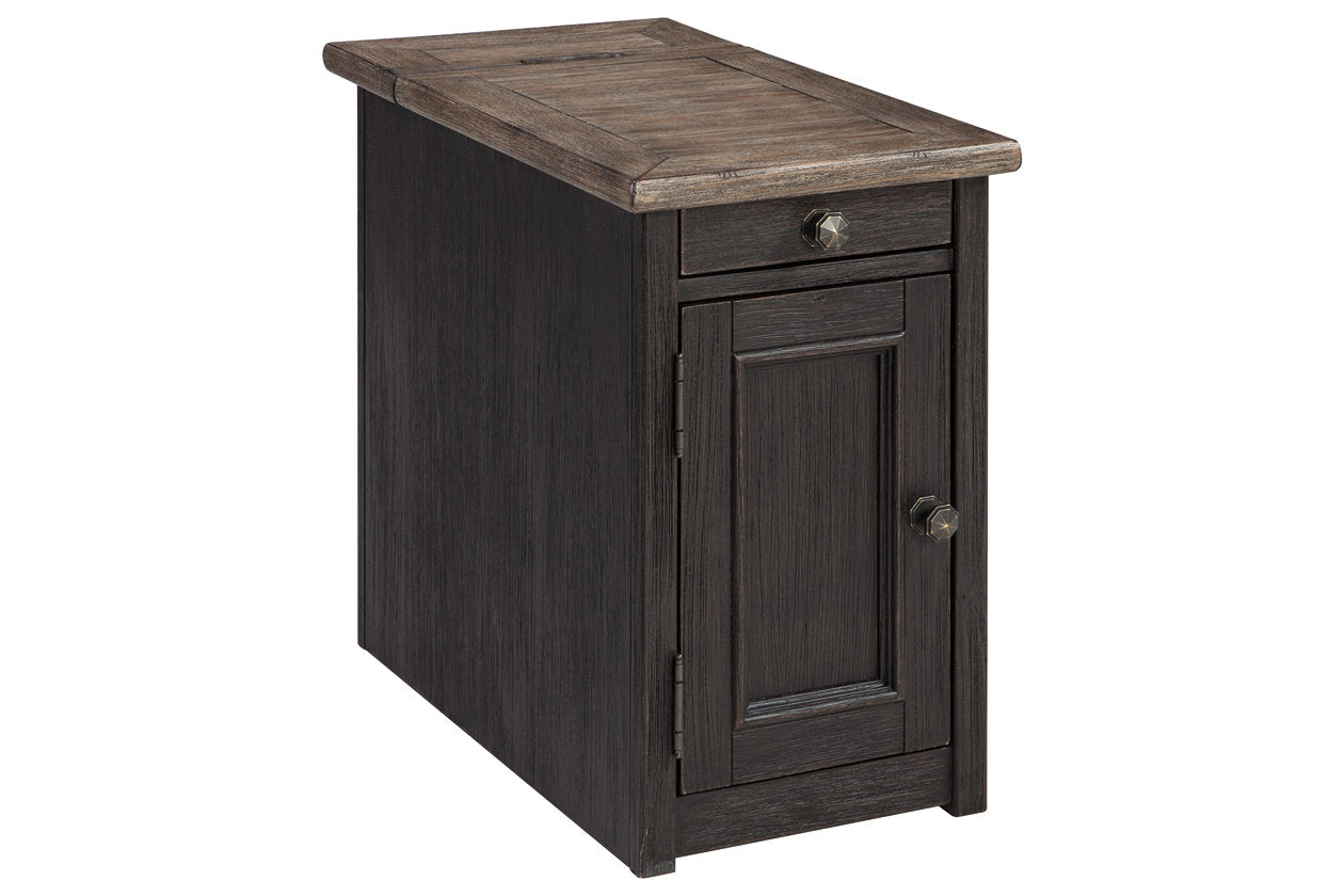 Tyler Creek Grayish Brown/Black Chairside End Table with USB Ports & Outlets - T736-7 - Luna Furniture - Dallas Store