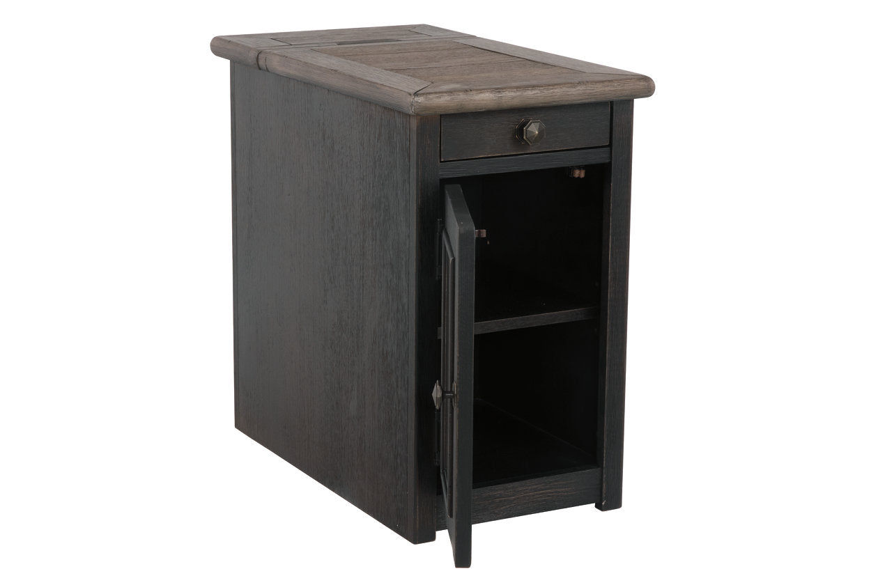 Tyler Creek Grayish Brown/Black Chairside End Table with USB Ports & Outlets - T736-7 - Luna Furniture - Dallas Store