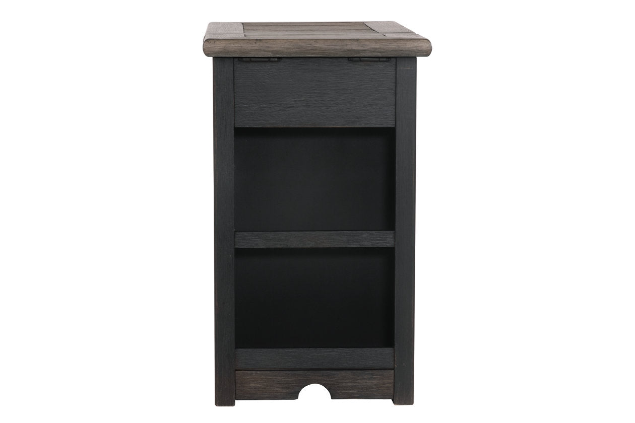 Tyler Creek Grayish Brown/Black Chairside End Table with USB Ports & Outlets - T736-7 - Luna Furniture - Dallas Store