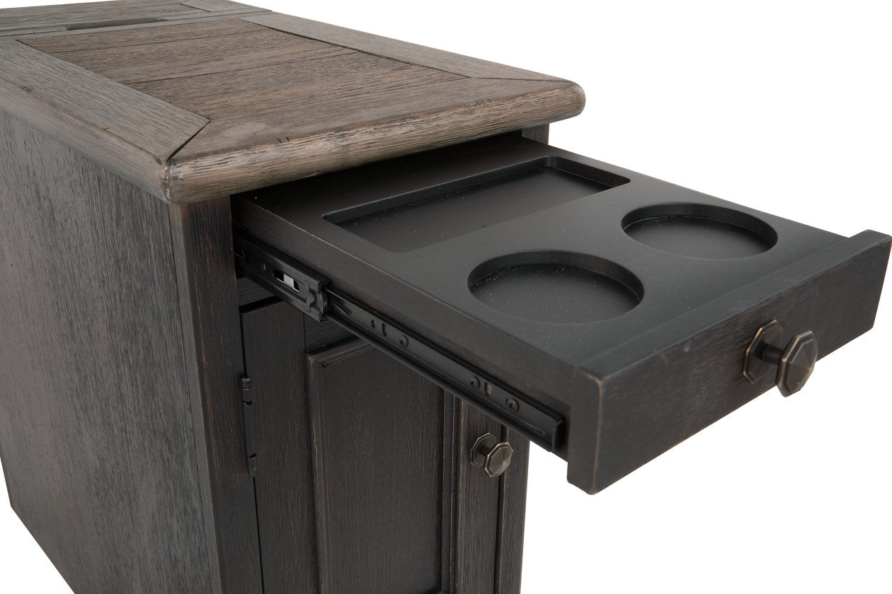 Tyler Creek Grayish Brown/Black Chairside End Table with USB Ports & Outlets - T736-7 - Luna Furniture - Dallas Store