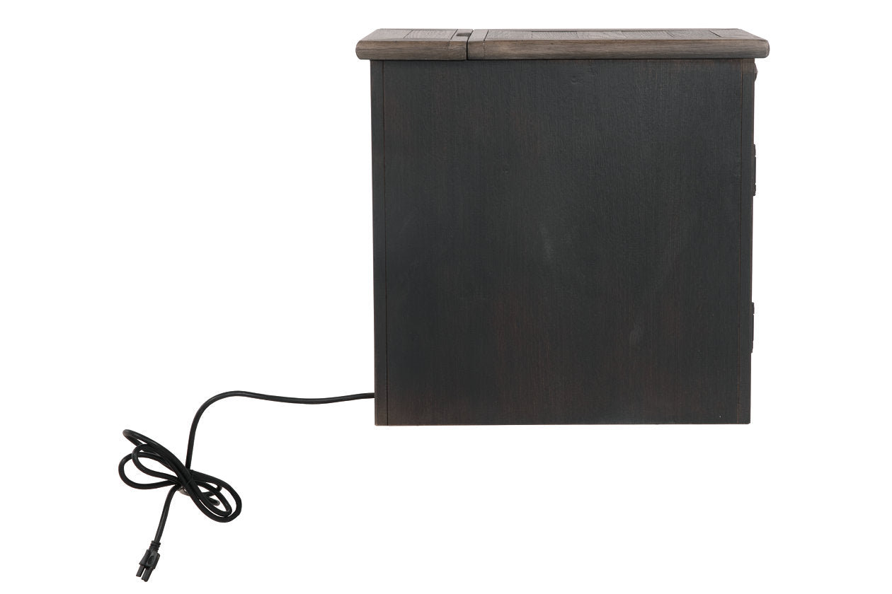 Tyler Creek Grayish Brown/Black Chairside End Table with USB Ports & Outlets - T736-7 - Luna Furniture - Dallas Store