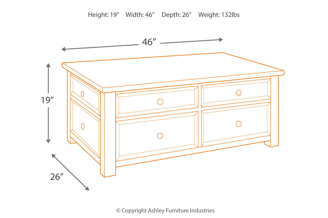Tyler Creek Grayish Brown/Black Coffee Table with Lift Top - T736-20 - Luna Furniture - Dallas Store