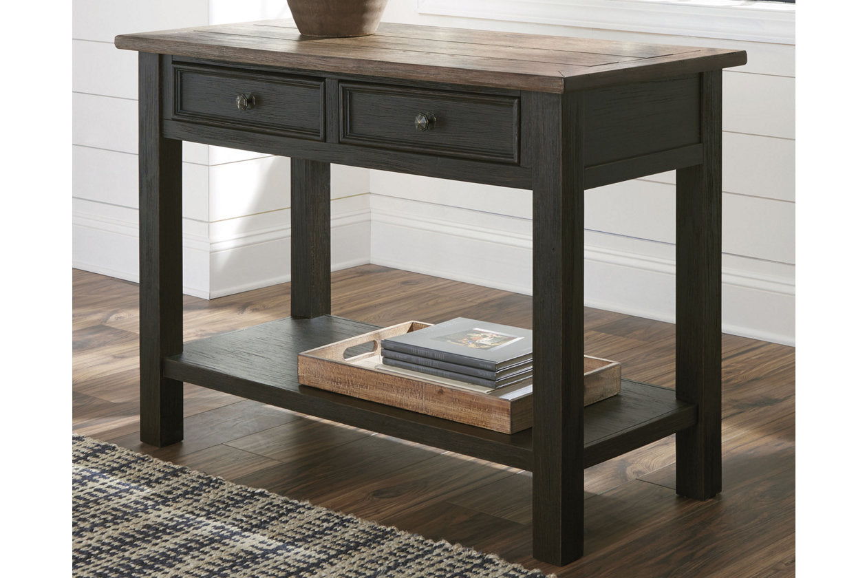 Tyler Creek Grayish Brown/Black Sofa/Console Table - T736-4 - Luna Furniture - Dallas Store