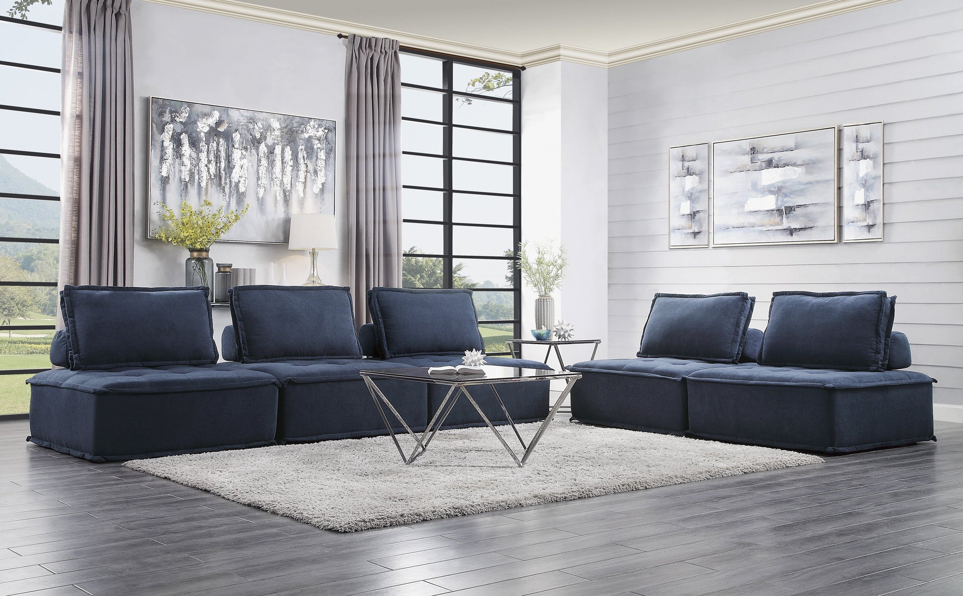 Ulrich Blue Modular Sofa - 9545BU-3* - Luna Furniture - Dallas Store