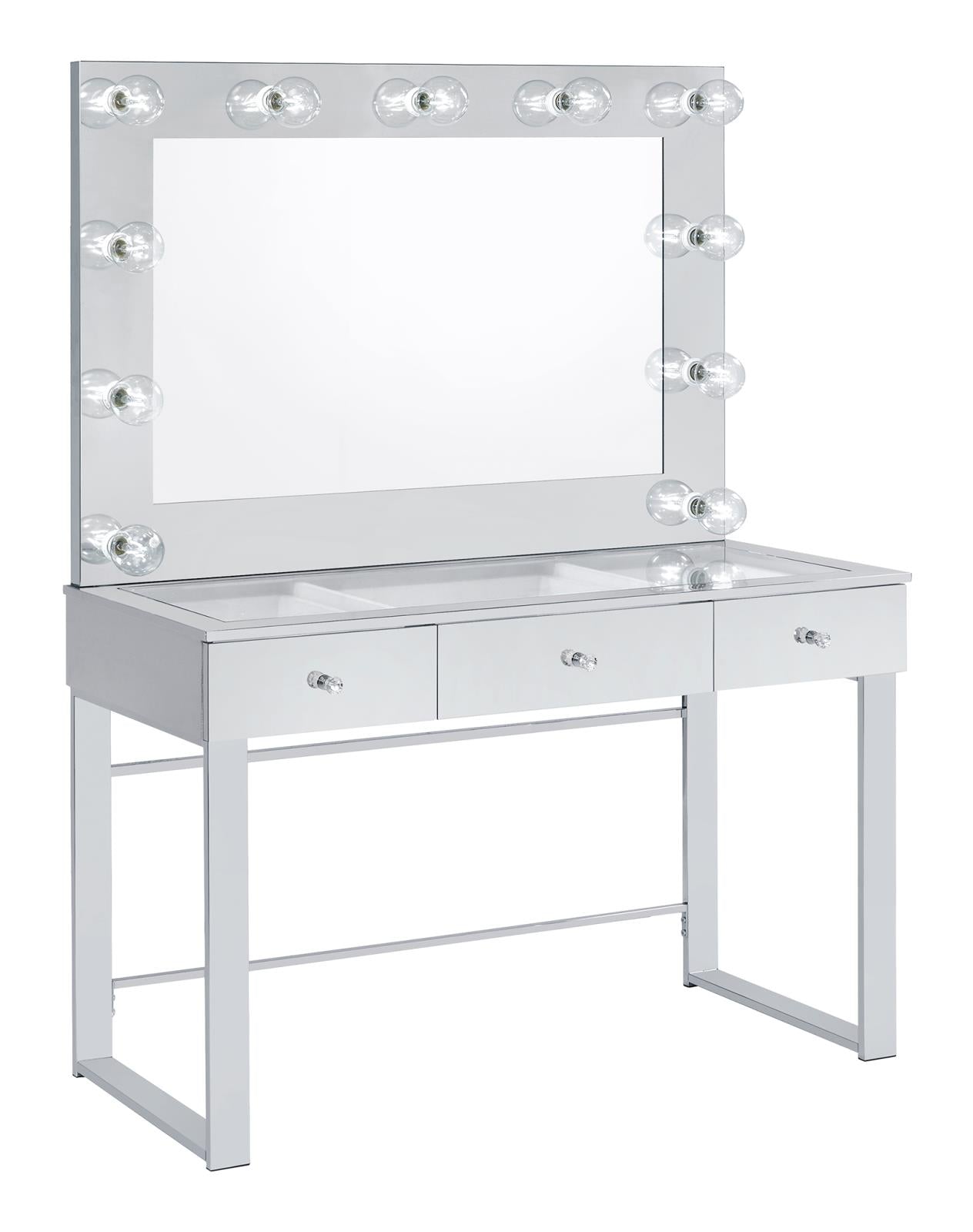 Umbridge 3-Drawer Vanity with Lighting Chrome/White - 935934 - Luna Furniture - Dallas Store
