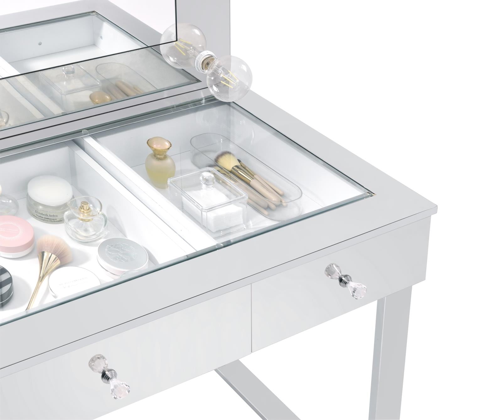 Umbridge 3-Drawer Vanity with Lighting Chrome/White - 935934 - Luna Furniture - Dallas Store