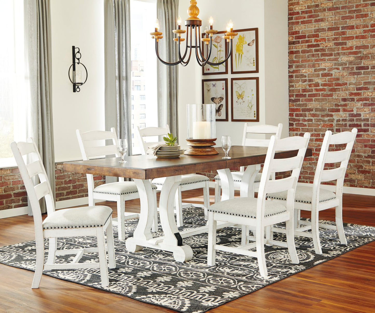 Valebeck Beige/White Rectangular Dining Set - SET | D546-35 | D546-01(2) - Luna Furniture - Dallas Store