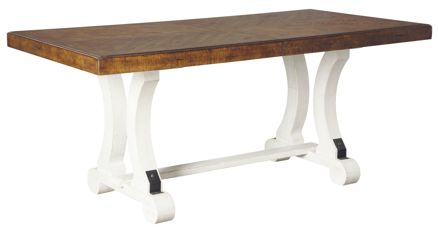Valebeck Beige/White Rectangular Dining Set - SET | D546-35 | D546-01(2) - Luna Furniture - Dallas Store