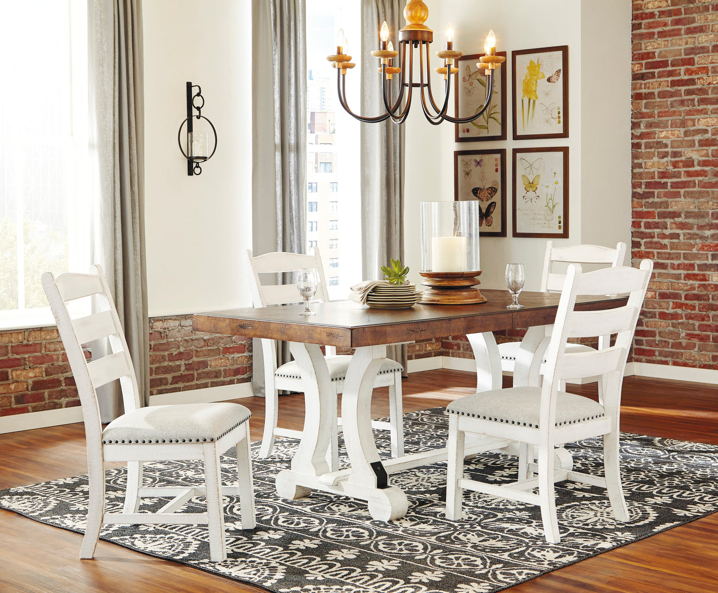 Valebeck Beige/White Rectangular Dining Set - SET | D546-35 | D546-01(2) - Luna Furniture - Dallas Store