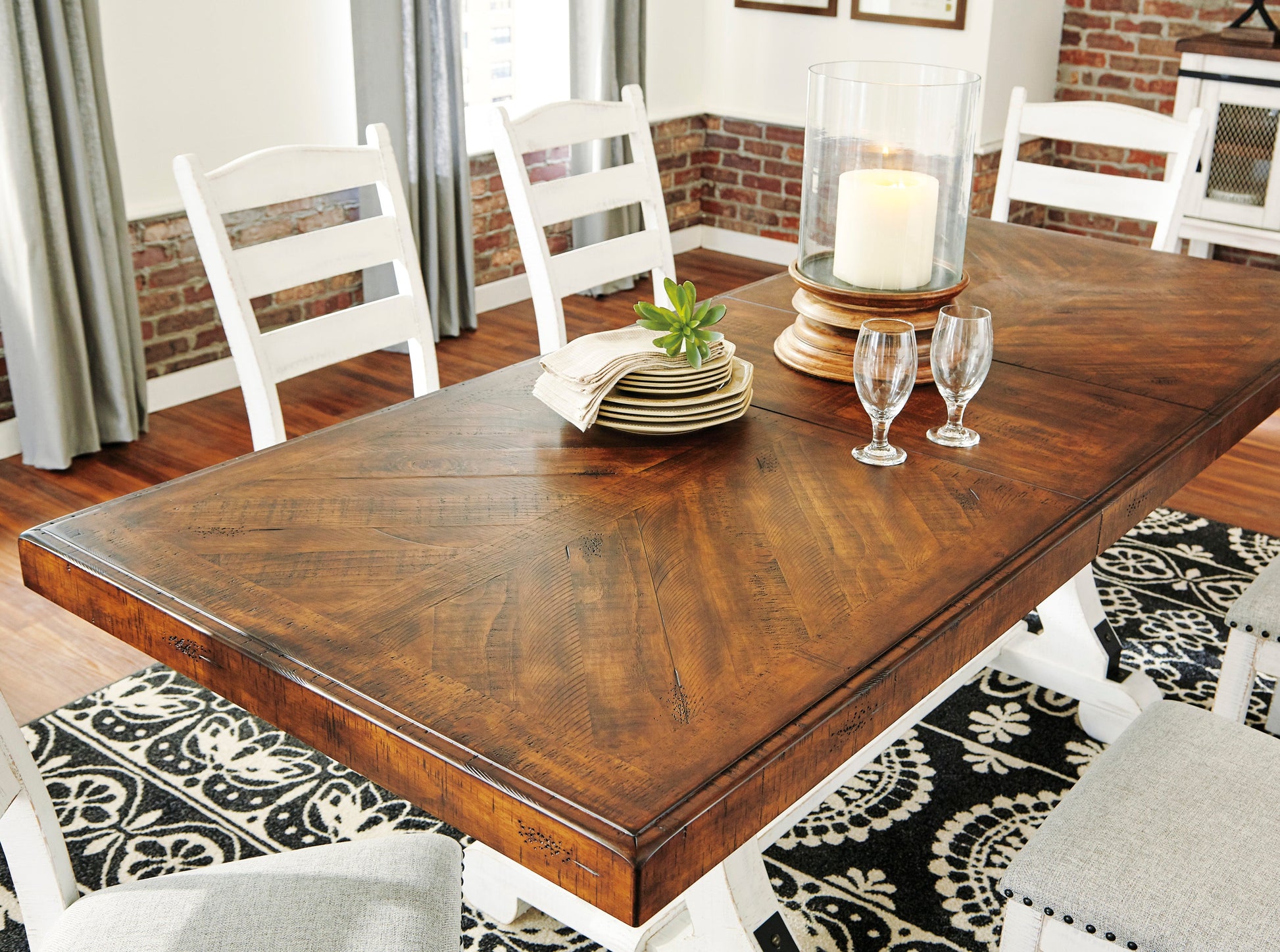 Valebeck Beige/White Rectangular Dining Set - SET | D546-35 | D546-01(2) - Luna Furniture - Dallas Store