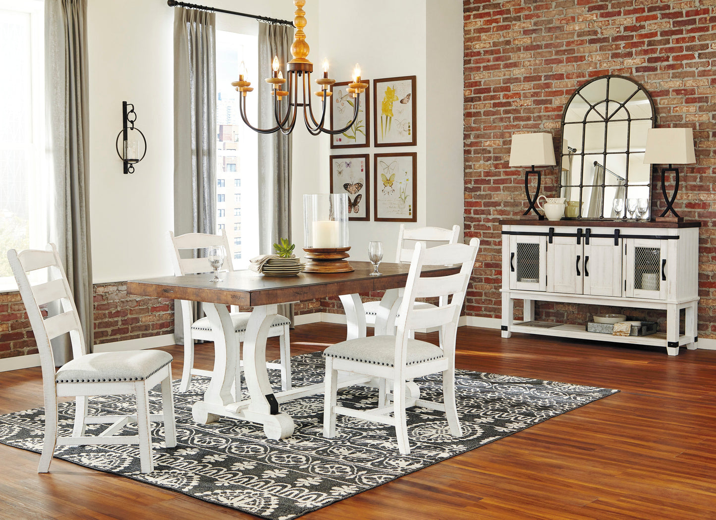 Valebeck Beige/White Rectangular Dining Set - SET | D546-35 | D546-01(2) - Luna Furniture - Dallas Store