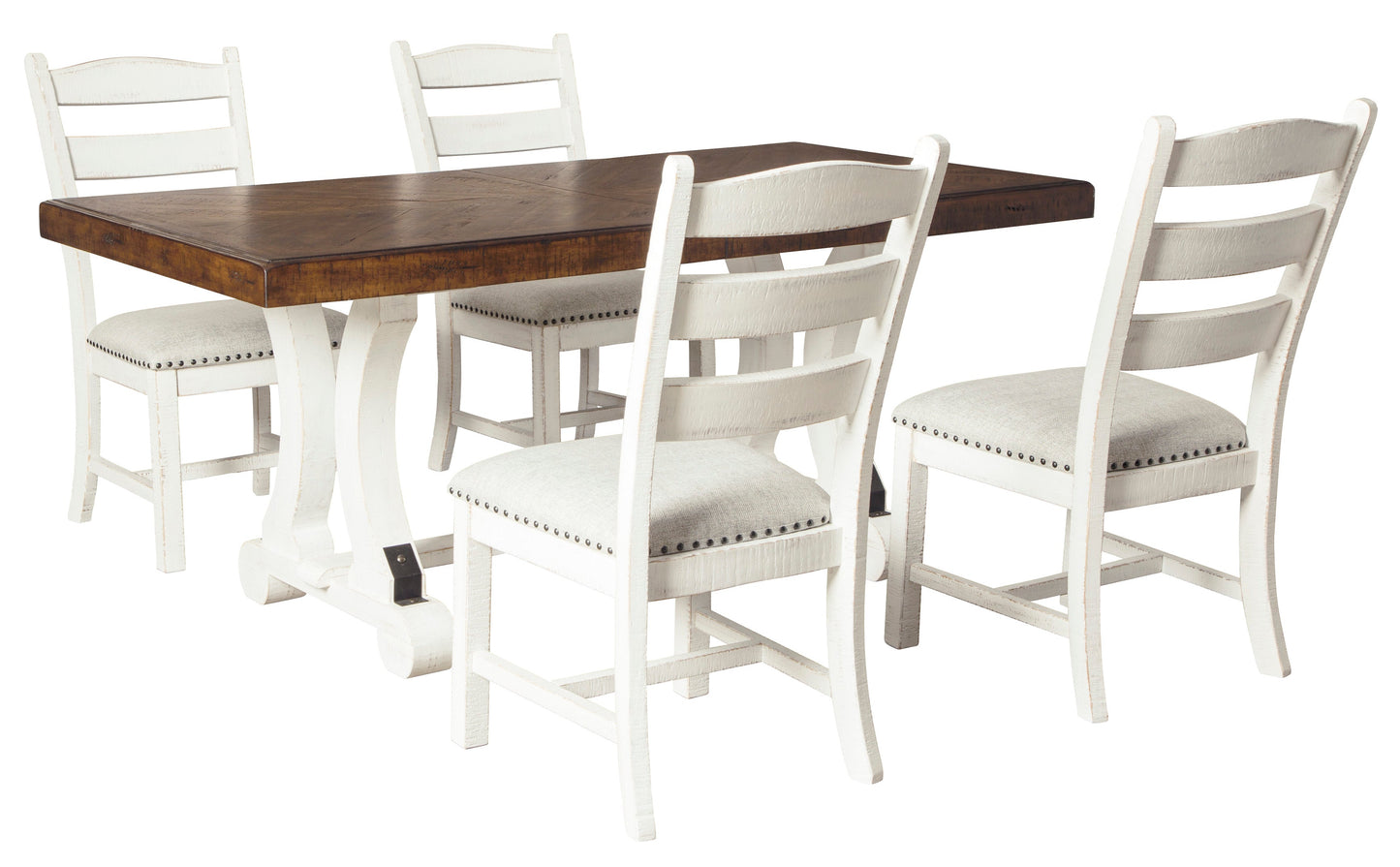 Valebeck Beige/White Rectangular Dining Set - SET | D546-35 | D546-01(2) - Luna Furniture - Dallas Store