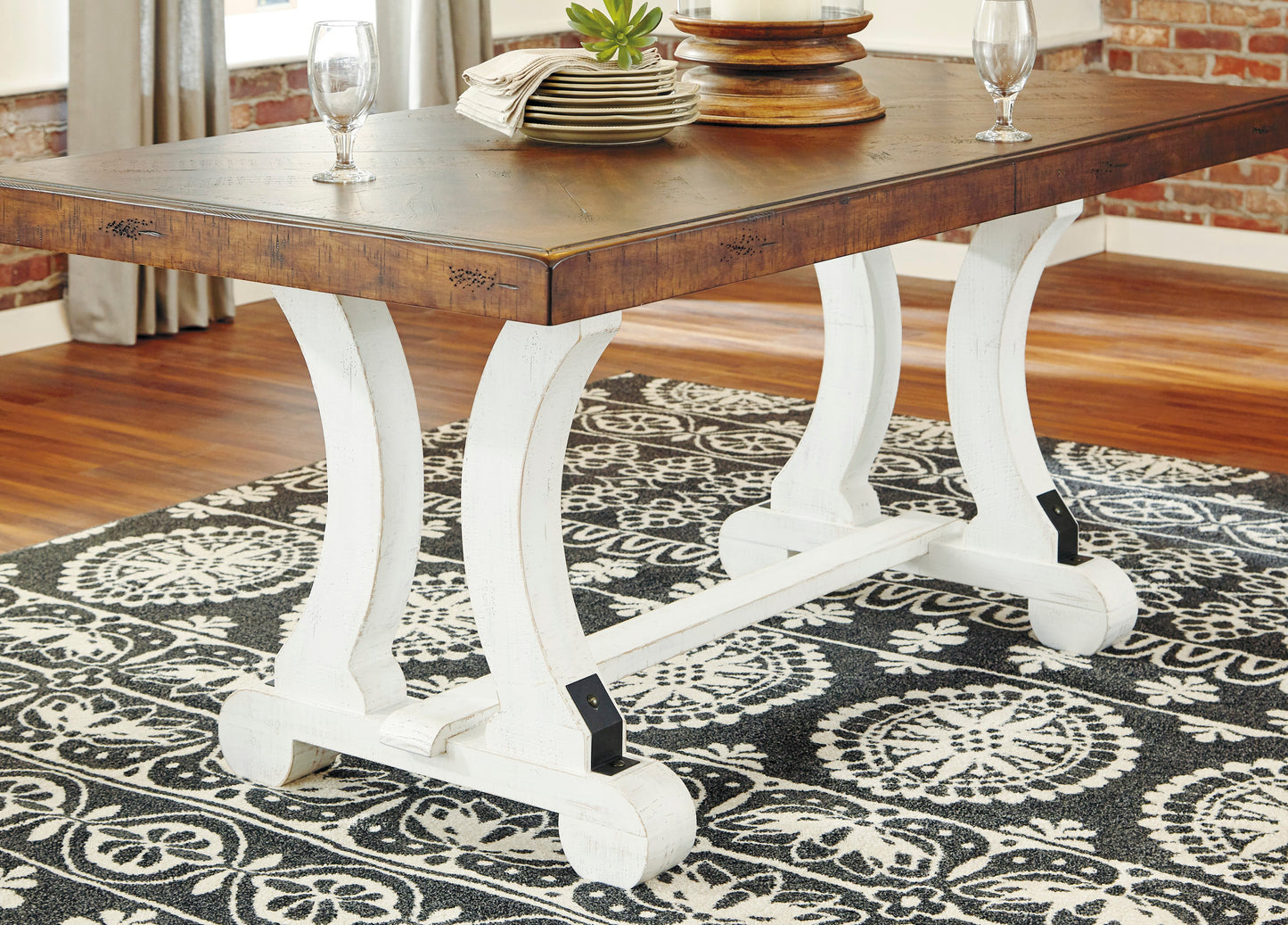 Valebeck Beige/White Rectangular Dining Set - SET | D546-35 | D546-01(2) - Luna Furniture - Dallas Store