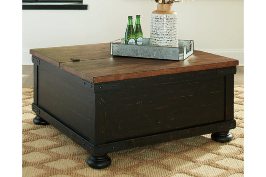 Valebeck Black/Brown Coffee Table with Lift Top - T468-00 - Luna Furniture - Dallas Store
