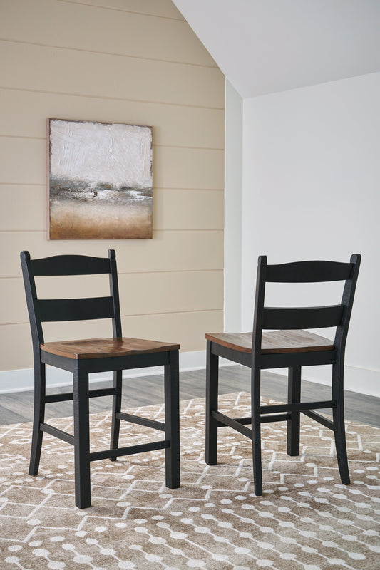 Valebeck Black/Brown Counter Height Barstool, Set of 2 - D546-724 - Luna Furniture - Dallas Store