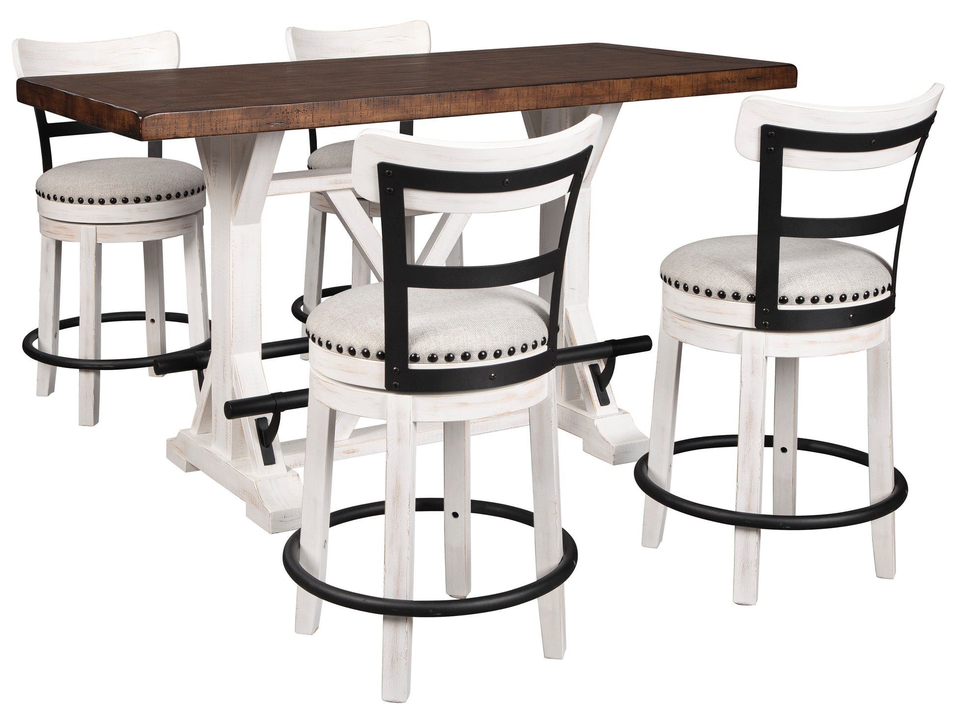 Valebeck White/Beige 5-Piece Counter Height Set - SET | D546-13 | D546-524(4) - Luna Furniture - Dallas Store