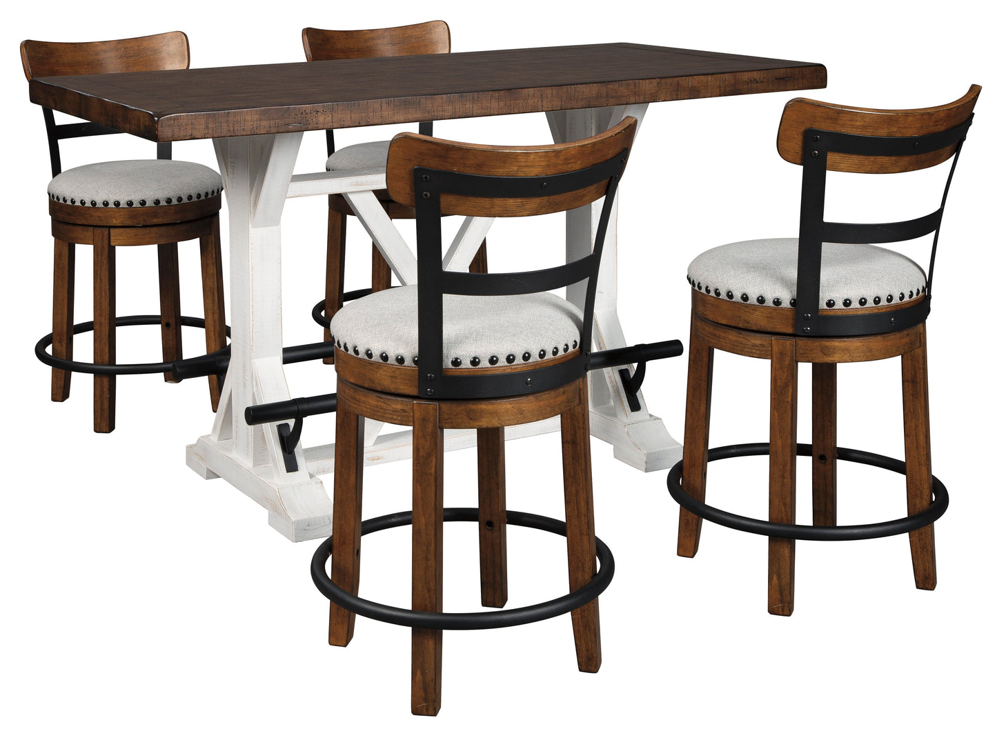Valebeck White/Brown 5-Piece Counter Height Set - SET | D546-13 | D546-424(4) - Luna Furniture - Dallas Store