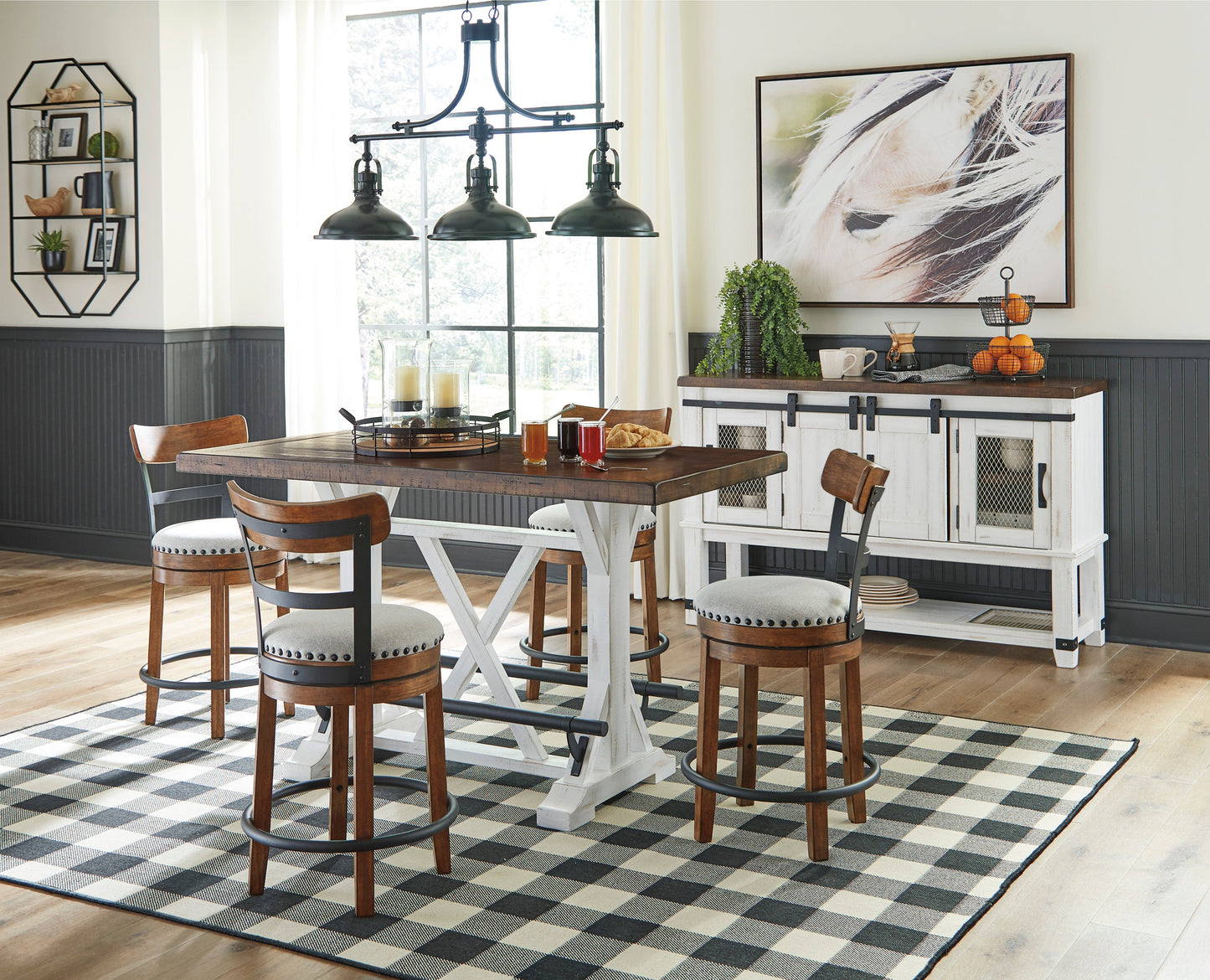 Valebeck White/Brown 5-Piece Counter Height Set - SET | D546-13 | D546-424(4) - Luna Furniture - Dallas Store