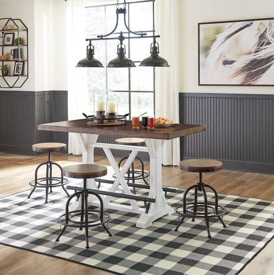 Valebeck White/Brown 5-Piece Counter Height Set w/ Stools - SET | D546-13 | D546-224(2) - Luna Furniture - Dallas Store