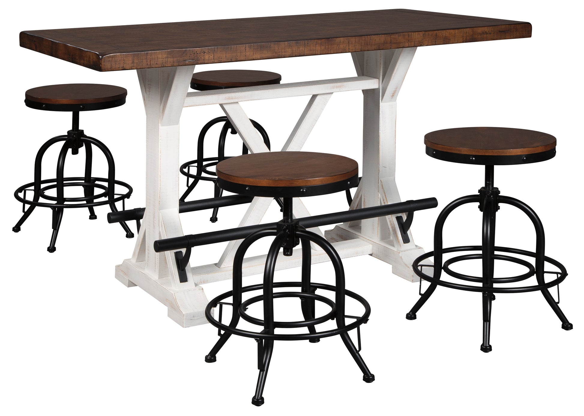 Valebeck White/Brown 5-Piece Counter Height Set w/ Stools - SET | D546-13 | D546-224(2) - Luna Furniture - Dallas Store