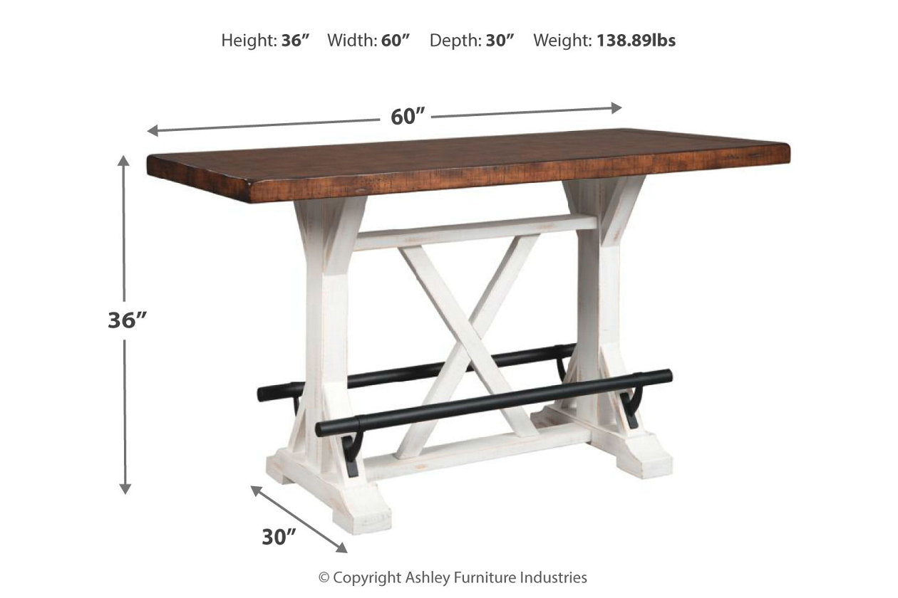 Valebeck White/Brown Counter Height Dining Table - D546-13 - Luna Furniture - Dallas Store