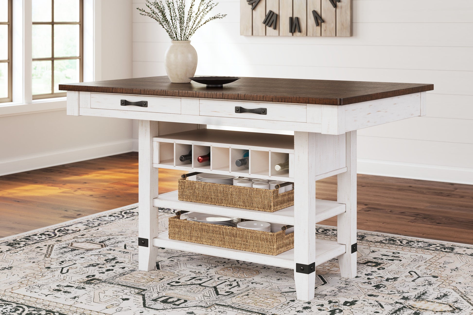 Valebeck White/Brown Counter Height Dining Table - D546-32 - Luna Furniture - Dallas Store