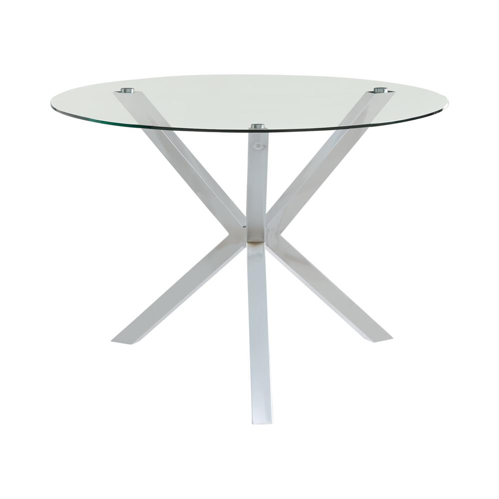 Vance Chrome Glass Top Dining Table with X-cross Base - 120760 - Luna Furniture - Dallas Store