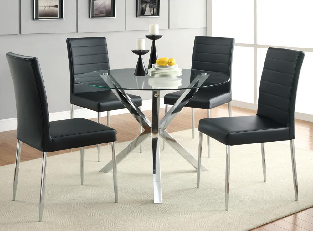 Vance Chrome Glass Top Dining Table with X-cross Base - 120760 - Luna Furniture - Dallas Store