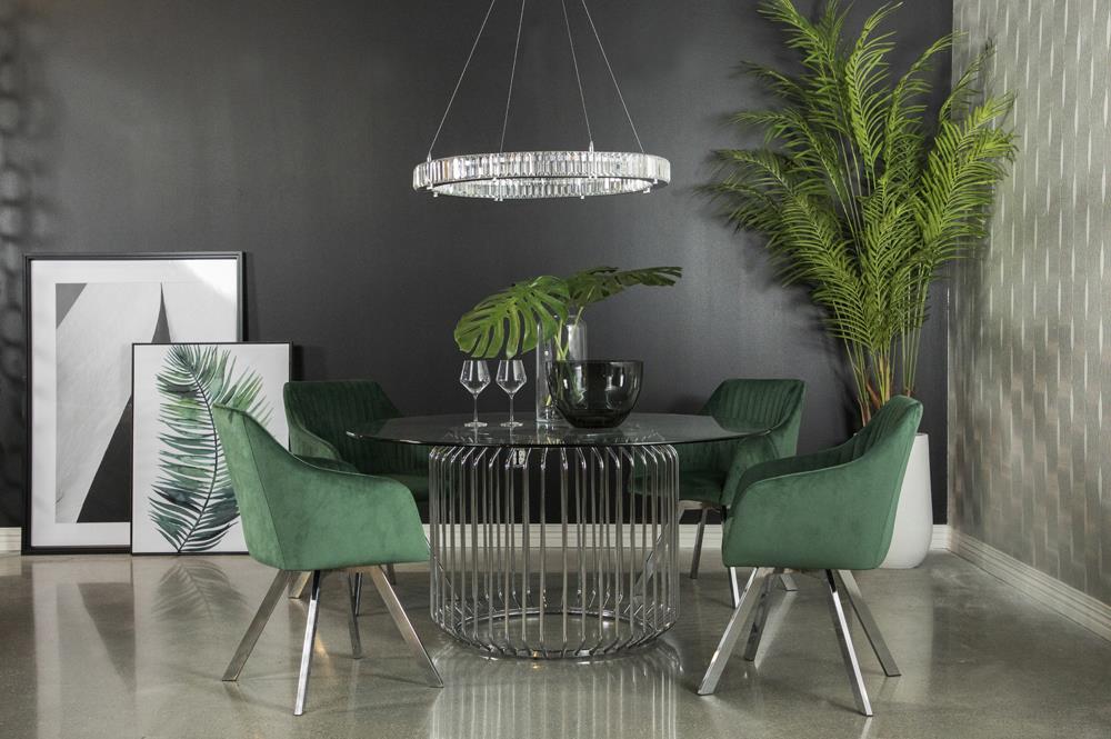 Veena Chrome Round Dining Table Base - 193430 - Luna Furniture - Dallas Store