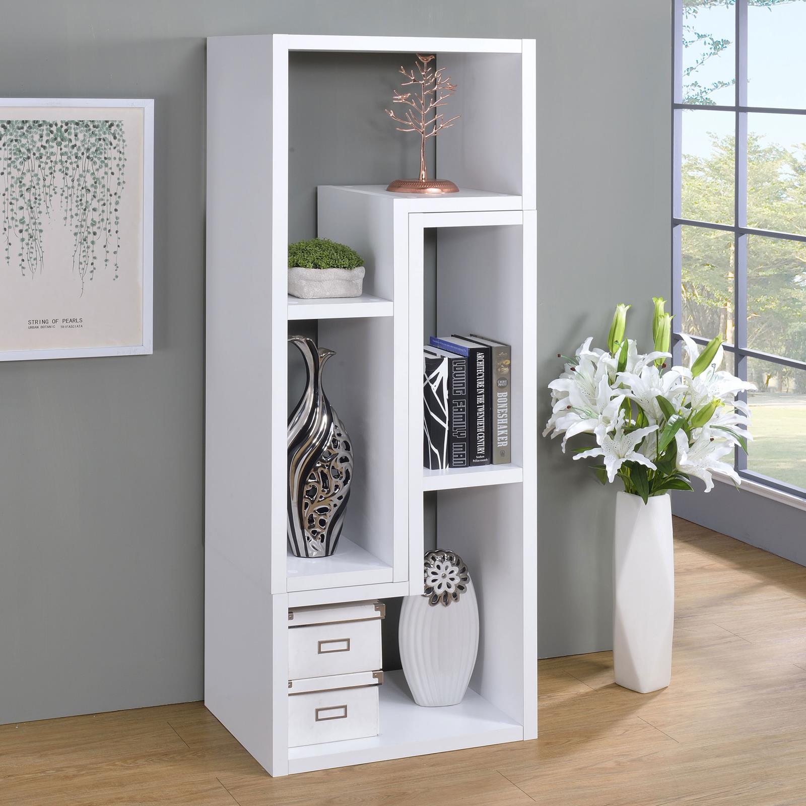 Velma Convertible TV Console/Bookcase White - 800330 - Luna Furniture - Dallas Store