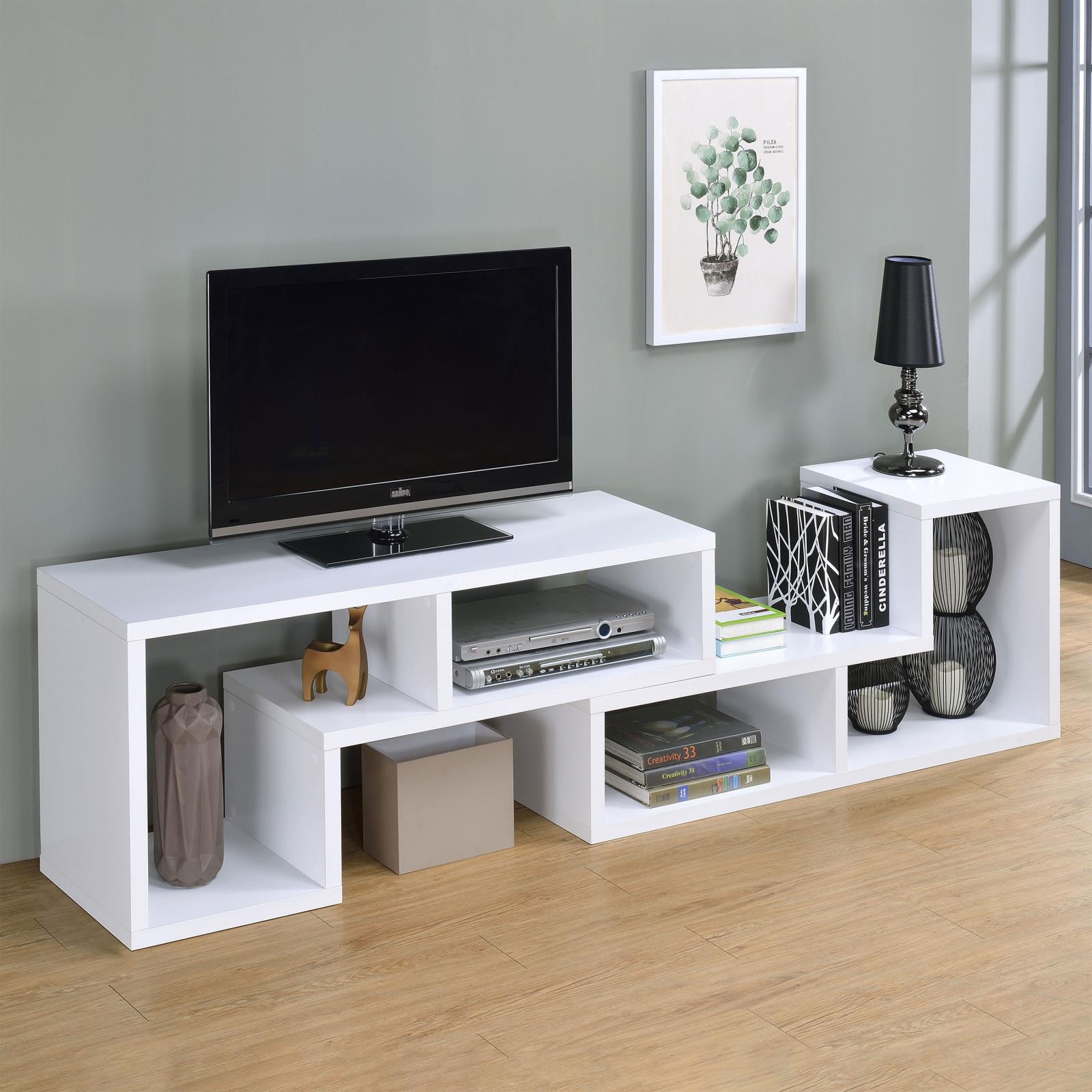 Velma Convertible TV Console/Bookcase White - 800330 - Luna Furniture - Dallas Store