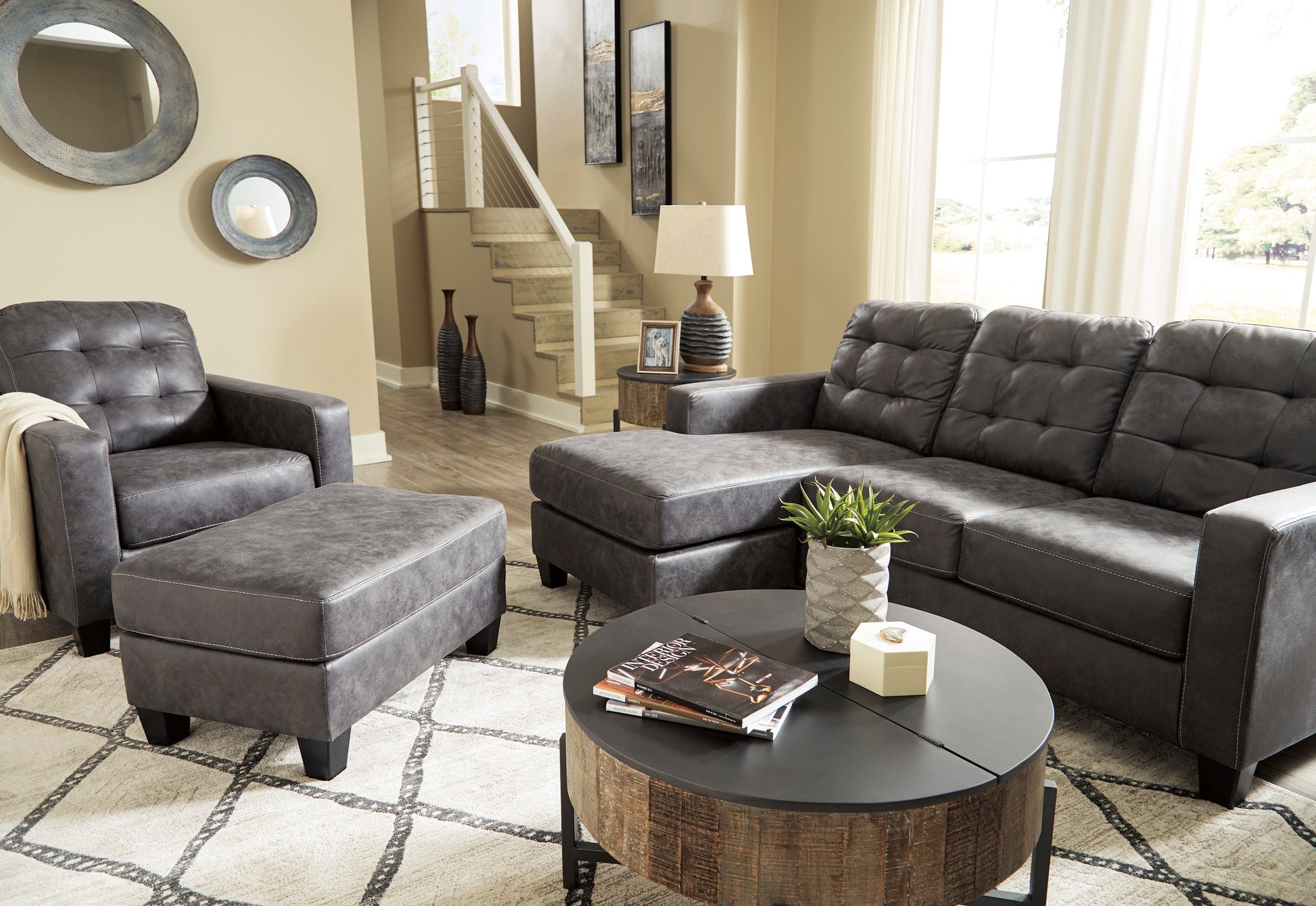 Venaldi Gunmetal Living Room Set - SET | 9150118 | 9150120 - Luna Furniture - Dallas Store
