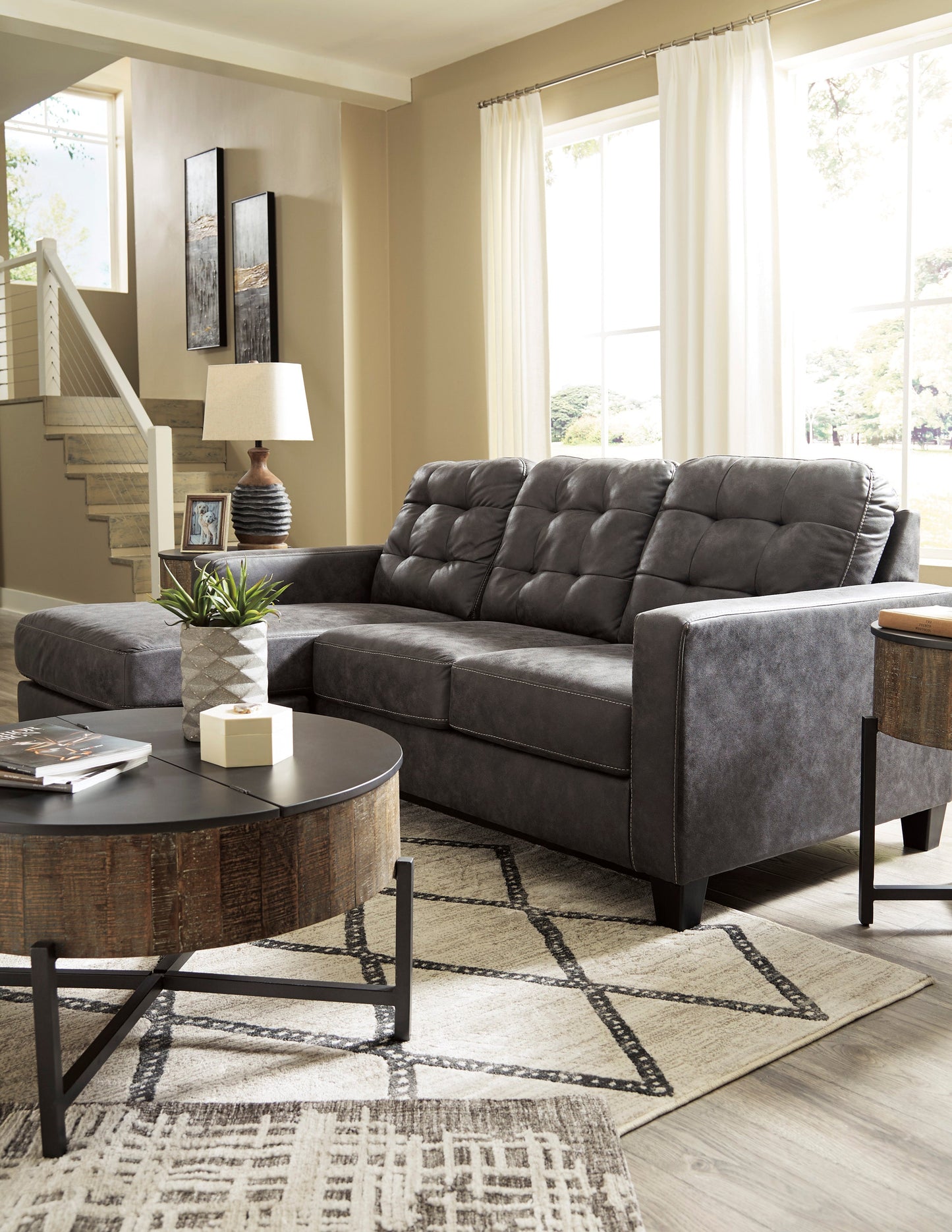 Venaldi Gunmetal Living Room Set - SET | 9150118 | 9150120 - Luna Furniture - Dallas Store