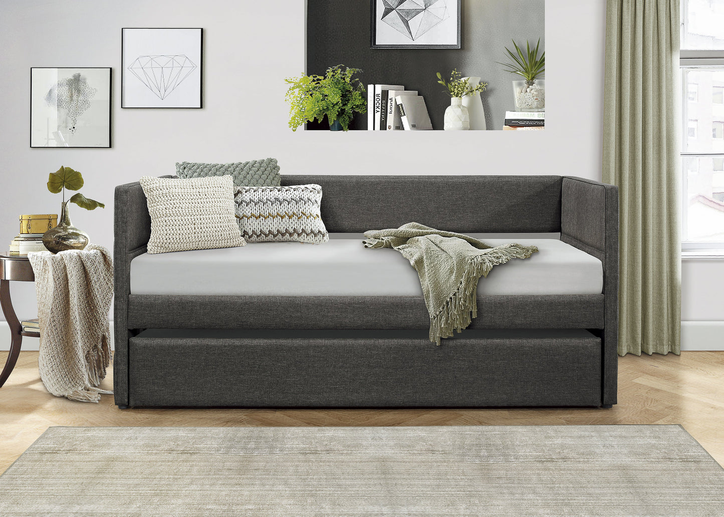 Vining Dark Gray Daybed with Trundle - SET | 4975-A | 4975-B - Luna Furniture - Dallas Store