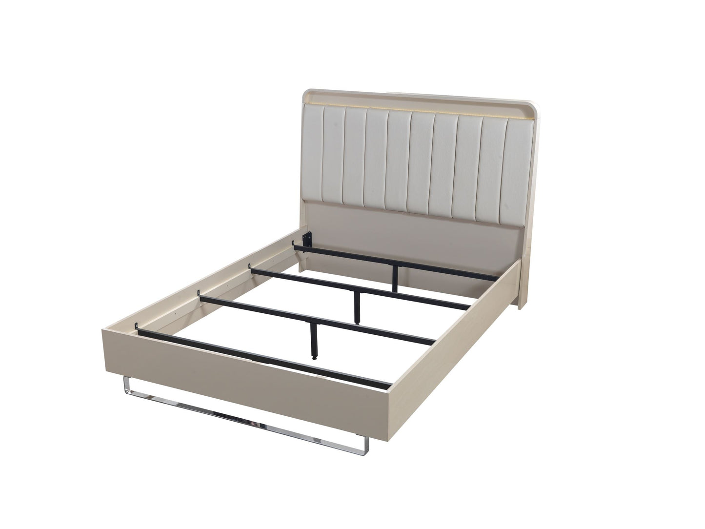 Viola Cream High Gloss Lacquer 4-Piece Queen Bedroom Set - VIOLABEDROOM-4PCQ - Luna Furniture - Dallas Store