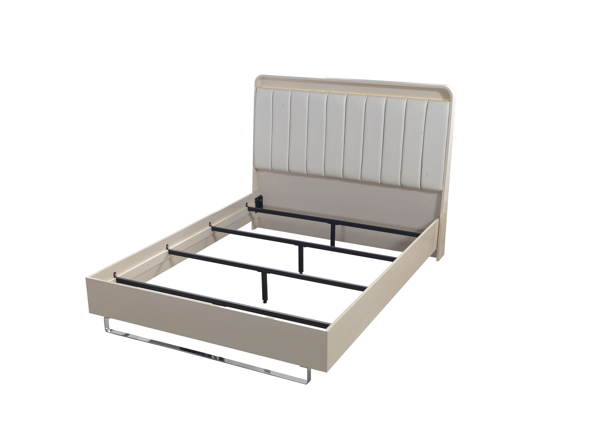 Viola Cream High Gloss Lacquer 4-Piece Queen Bedroom Set - VIOLABEDROOM-4PCQ - Luna Furniture - Dallas Store